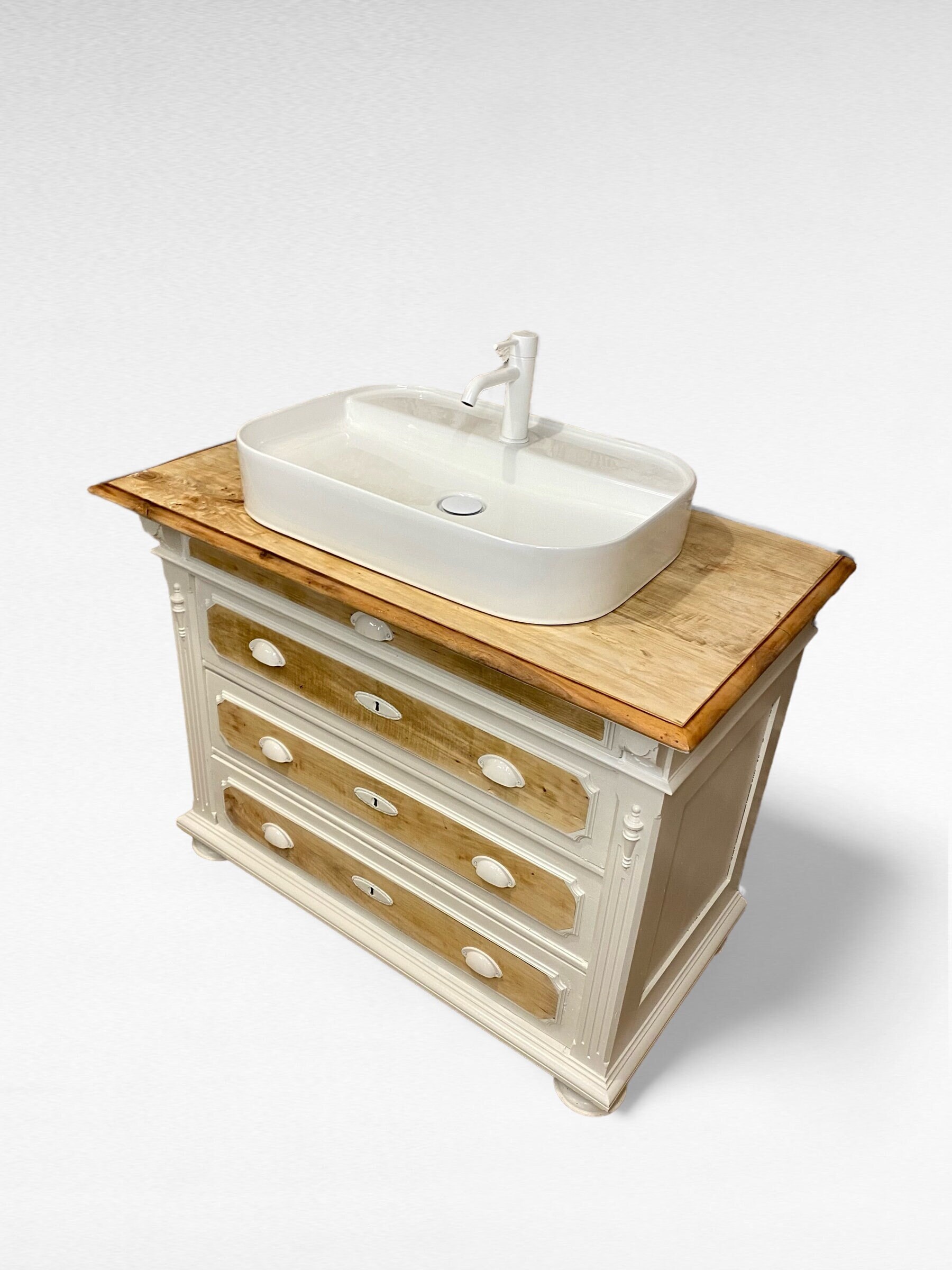 Antique Bathroom Cabinet Vintage Guest Washbasin Vanity Unit Country ...
