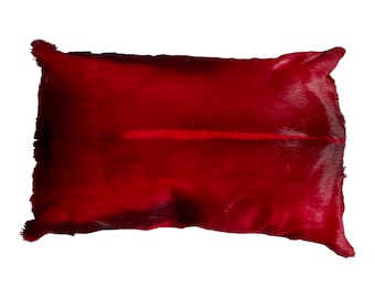 Springbok cushion red long fur cushion soft cushion filled with real feathers