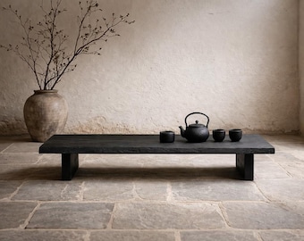 Reclaimed Coffee Table, Low Bench, Wabi-Sabi Style, Japanese Design, Japandi Furniture, Rustic Minimalist Living Room Table