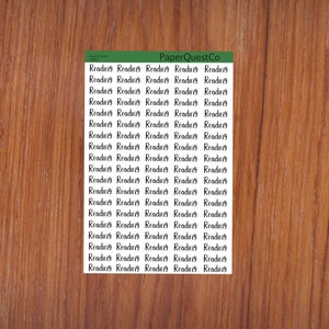 Puede incluir: Una hoja imprimible verde y blanca con el texto "PaperQuestCo" y la palabra "Reading" repetida 25 veces.