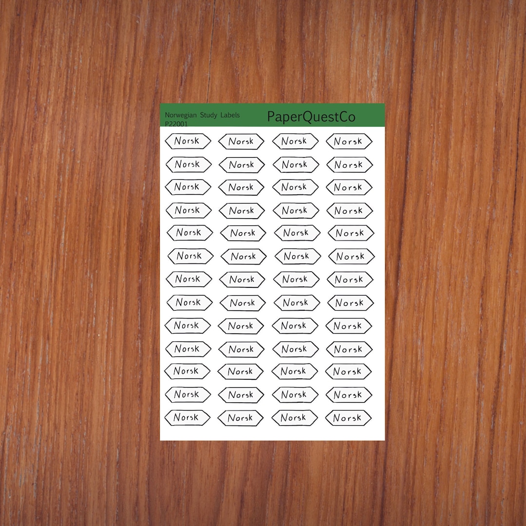 Language Sticker Label Printable Norwegian Language Study Labels Digital Sticker Sheet - Etsy