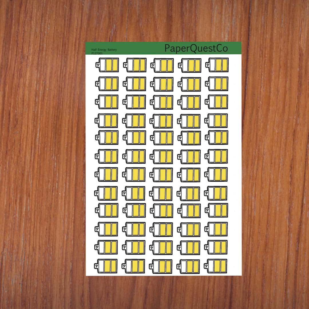 Digital Partial Full Battery Energy Icon Printable Sticker Sheet - Etsy