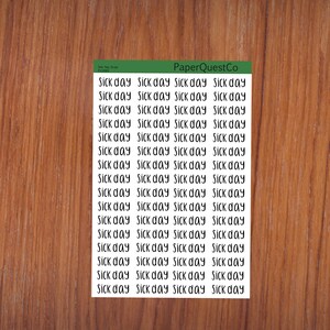 Digital Sick Day Script Printable Sticker Sheet