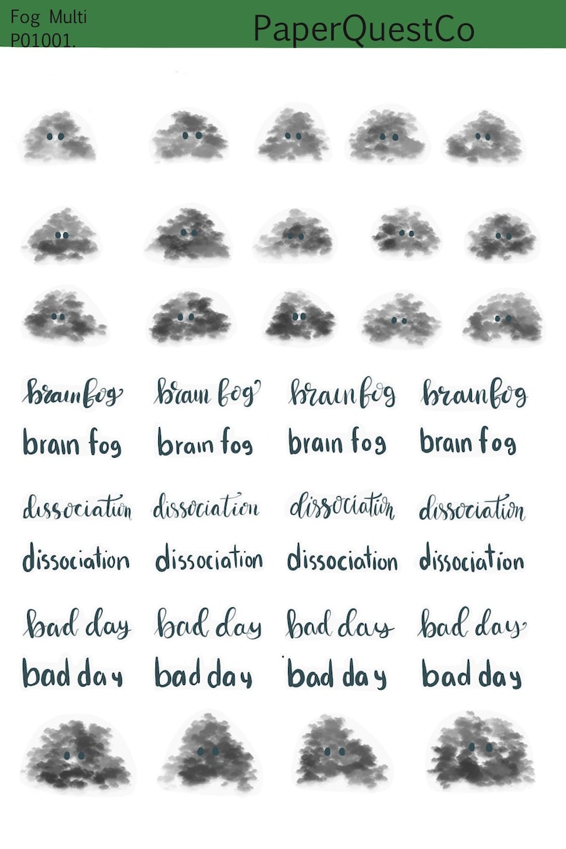 Printable Brain Fog Multi Sheet Digital Sticker Sheet - Etsy