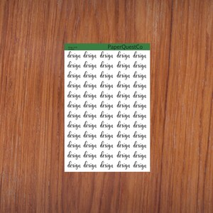 Digital Design Script Printable Sticker Sheet