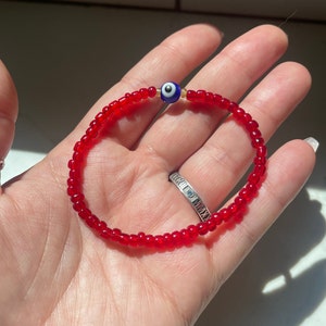 Pulsera elástica roja de mal de ojo, pulsera elástica de protección, pulsera de protección de regalo, pulsera de protección simple para todos los días