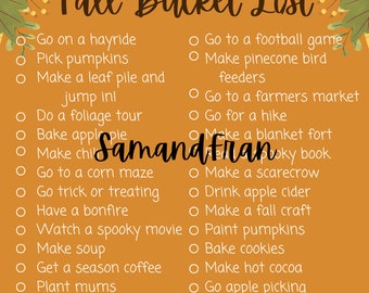 Fall Bucket List Printable | Autumn Activities Checklist for Families & Kids
