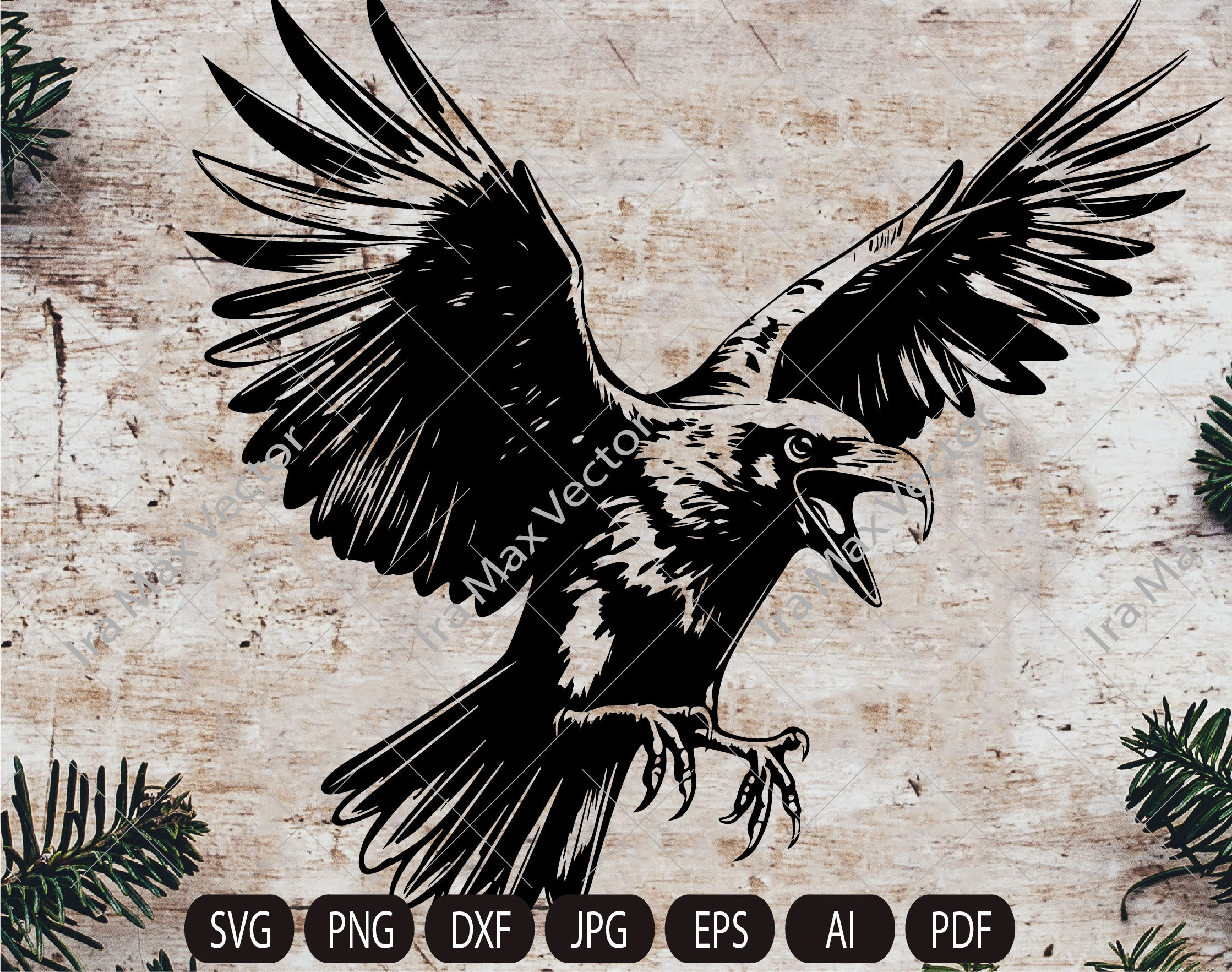 Raven Svg, Raven Silhouette Dxf, Raven Clipart, Crow Svg, Bird Svg ...