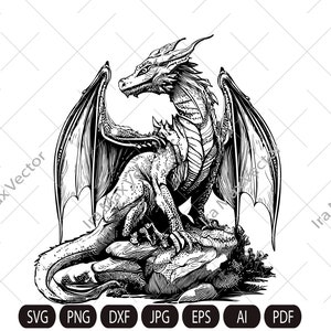 Drache sitzend, Drache detailliert, Drache Clipart, Drache Vektor, chinesischer Drache SVG, Fantasy Drache SVG, asiatische Drache svg