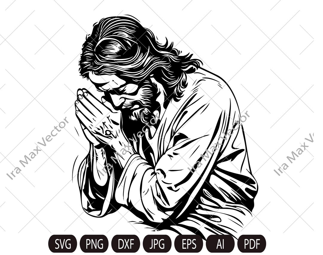Jesus SVG, Jesus Praying, Jesus Risen, Christian SVG Image, Christian ...