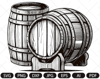 Barriles Svg, Barril de madera Svg, Barril Svg, Barril Dxf, Vinificación svg, Cervecería, Decoración de barra, Barbell Png, Barbell Clipart, Archivos de barra