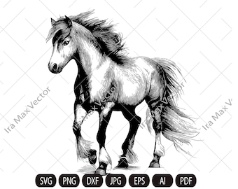 Horse SVG , Horse detailed, Animal Face, Horse running, Cute Horse , Horse animal,Mustang horse ,Horse Vector Animal Illustration,  Logo