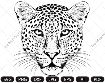 Leopard svg, Leopard Face SVG, Leopard head svg, Leopard clipart, Leopard Silhouette, Leopard portrait