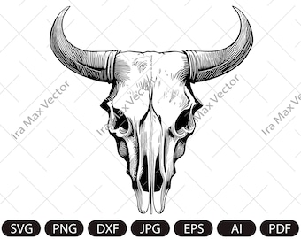 Cow Skull SVG , Bull Skull SVG, Mystical svg, Crescent Moon svg, Cow Skull png, Southwest SVG, Boho svg, Longhorn svg, Buffalo svg