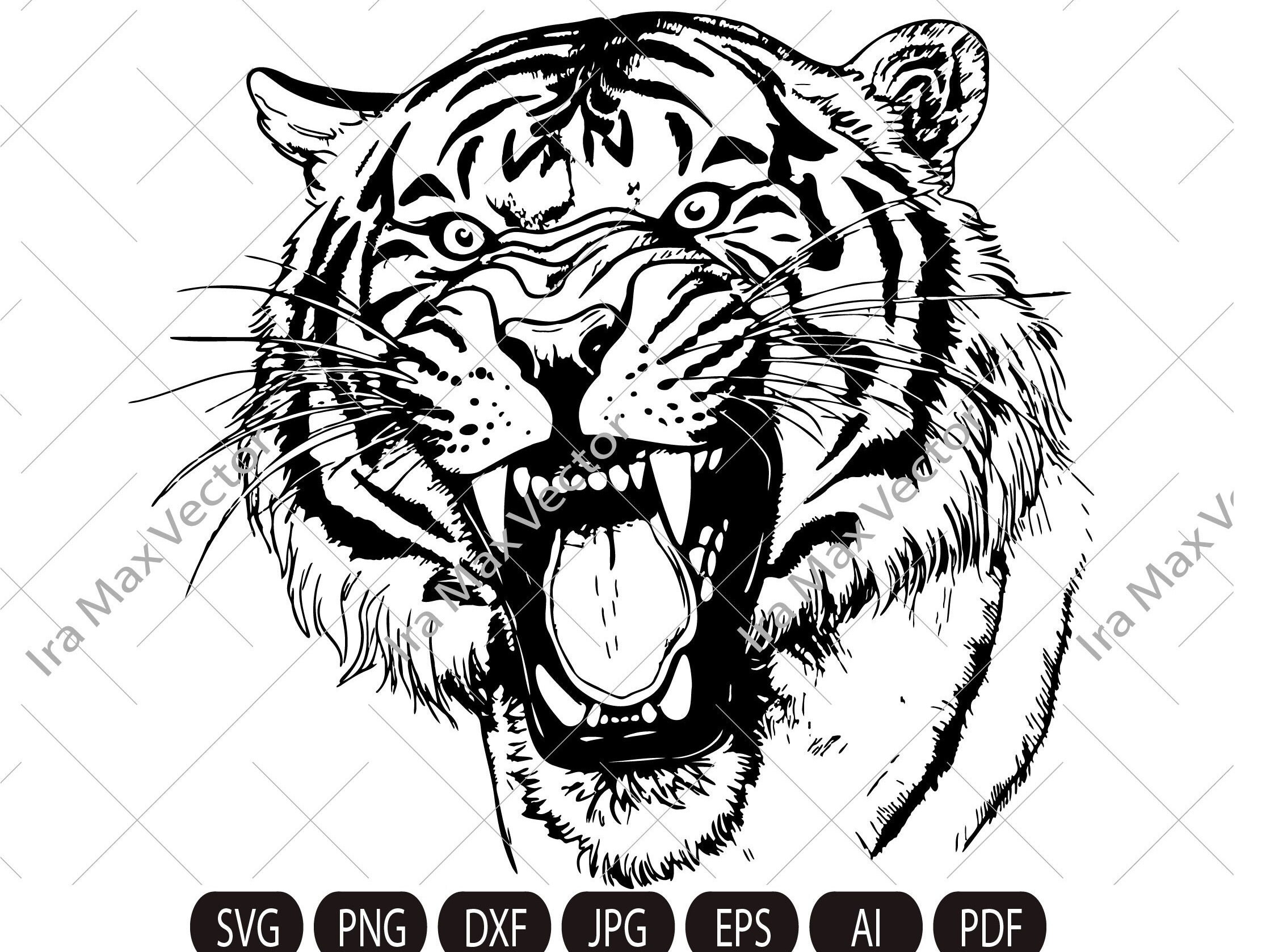 Angry Tiger Face Drawing