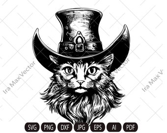 Cat In The Hat Svg, Cat In Witch Hat Svg, Cute Black Cat Svg, Halloween Black Cat Svg, Black Witch Svg, Cat In Halloween Hat Svg