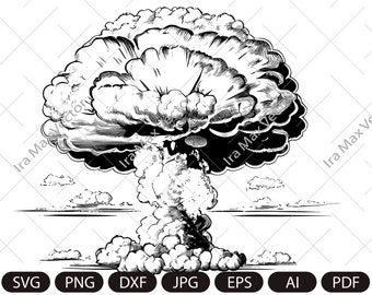 Explosión nuclear SVG, Nube de hongo SVG, Explosión nuclear SVG, Clipart de explosión nuclear