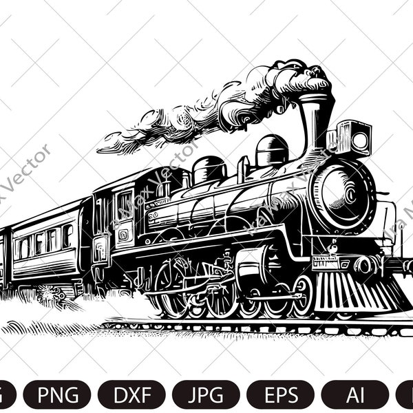 Steam locomotive vintage / Steam locomotive retro SVG/ Vintage transport/ Old train/ Train retro SVG PNG/ Retro train svg