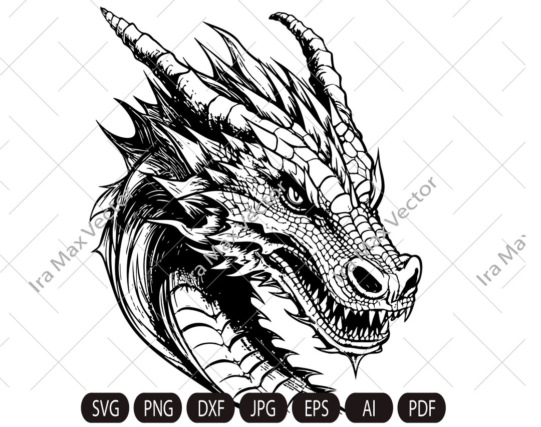 Dragon SVG, Tribal Dragon Svg,dragon Face , Dragon Tattoo Svg, Dragon ...