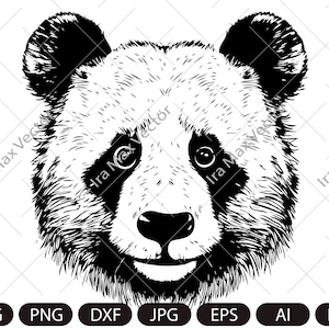 パンダ SVG、パンダ クリップアート、パンダ PNG、パンダの頭、パンダの顔 SVG、パンダのシルエット、動物のシルエット
