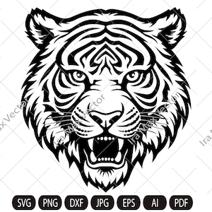 Tiger Head SVG, Tiger Roar, Angry Tiger, Tiger T-Shirt, Tiger Face SVG, Tiger Silhouette, Cut File