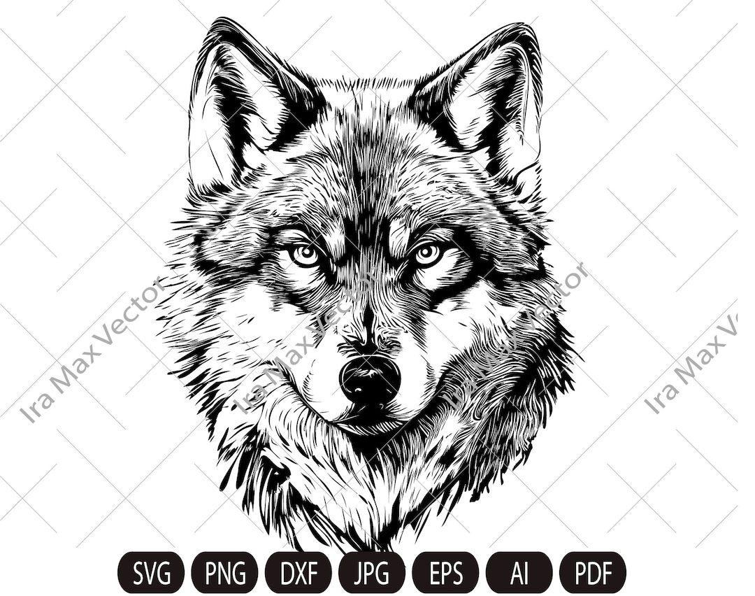 Wolf Face SVG File ,wolf Head Svg , Wolf Svg , Wolf Clipart , Mountain
