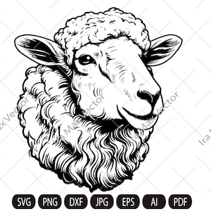 Cute sheep SVG, Sheep face, Sheep head, Sheep Clipart, Sheep detailed, Sheep printable, Farm animals