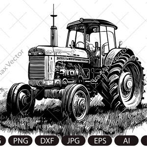 Retro Tractor Svg / Tractor Svg / Tractor Clipart / Tractor detailed/ Tractor Silhouette