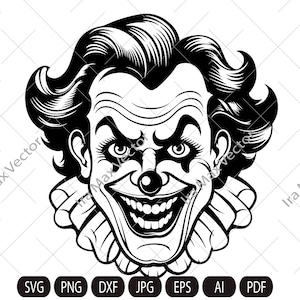 Clown Svg, Evil Clown, Clown Clipart, Clown Cut File,Сircus clown , Сlown Silhouette, Сlown vector, Clown Face, Halloween SVG,Joker svg,