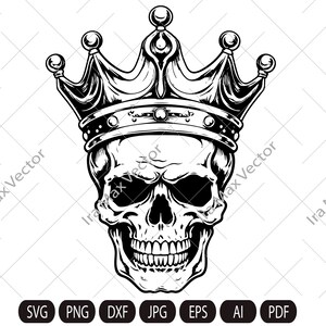 Skull svg file, King Skull svg, Skull cut file,  Skull in crown svg file, Day of death , skull king crown, halloween, gothic, goth