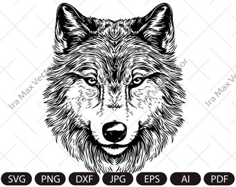 Wolf Face SVG File ,Wolf Head Svg , Wolf Svg , Wolf Clipart , Mountain Wolf Svg ,Wolf Shirt , Wolf Svg