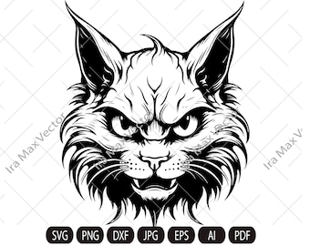 Angry Cat Svg, Dangerous cat, Cute Black Cat Svg, Halloween  Cat Svg, Angry Cat t-shirt Svg, Cat Halloween Svg