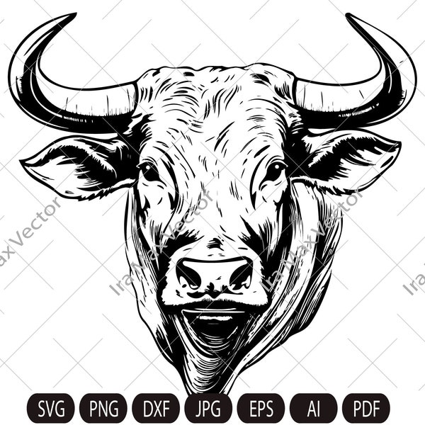 Bull Svg, Bull head svg, Bull svg, Rodeo svg, Bull face svg, Bull clipart, Cowboy bull svg, cow svg, Cow head svg, Cow face, Angry bull svg