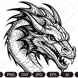 Dragon SVG, Tribal Dragon SVG, Dragon Tattoo svg, Dragon Silhouette, Dragon Vector, Dragon Silhouette, Dragon Drawing