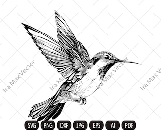 Hummingbird Svg, Hummingbird Clipart, Hummingbird Png, Hummingbird flying, Hummingbird Cut Files , Bird Silhouette, little bird,flower bird