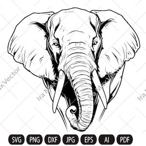 Elephant Svg, Elephant Clipart, Elephant Png, Elephant Head, Elephant Details, Elephant Silhouette, Animal Silhouettes