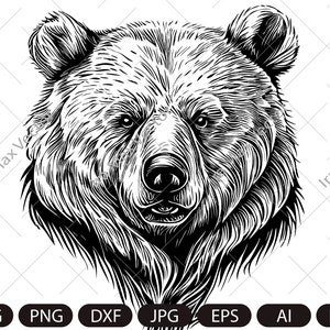BEAR HEAD SVG, Bear Clipart, Bear Face Svg, Bear, Grizzly Bear Vector Illustration , Rustic and Vintage Design, Instant Download