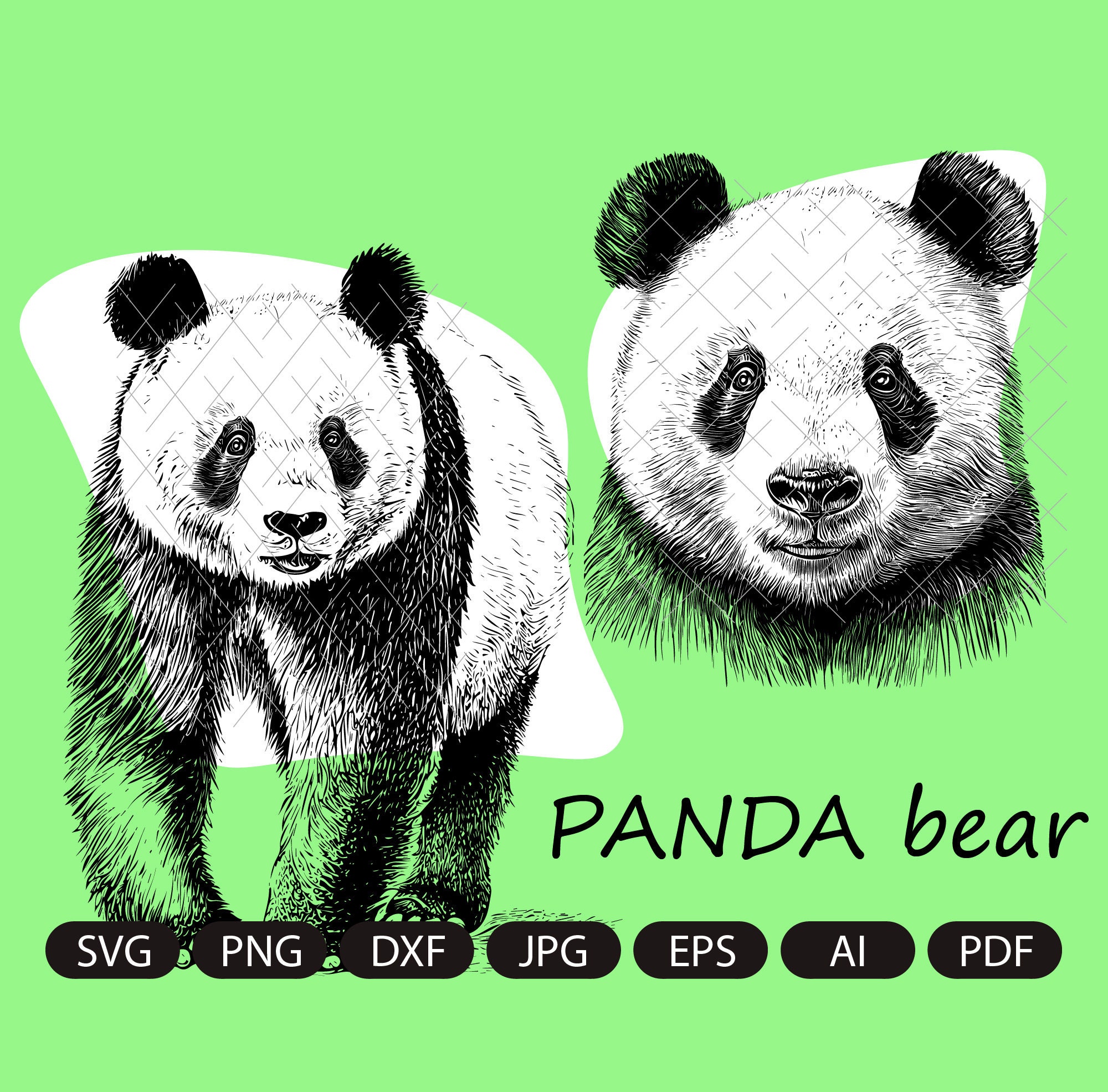 Panda SVG DXF PNG File Cut File for Cricut and Cut Machines - Etsy