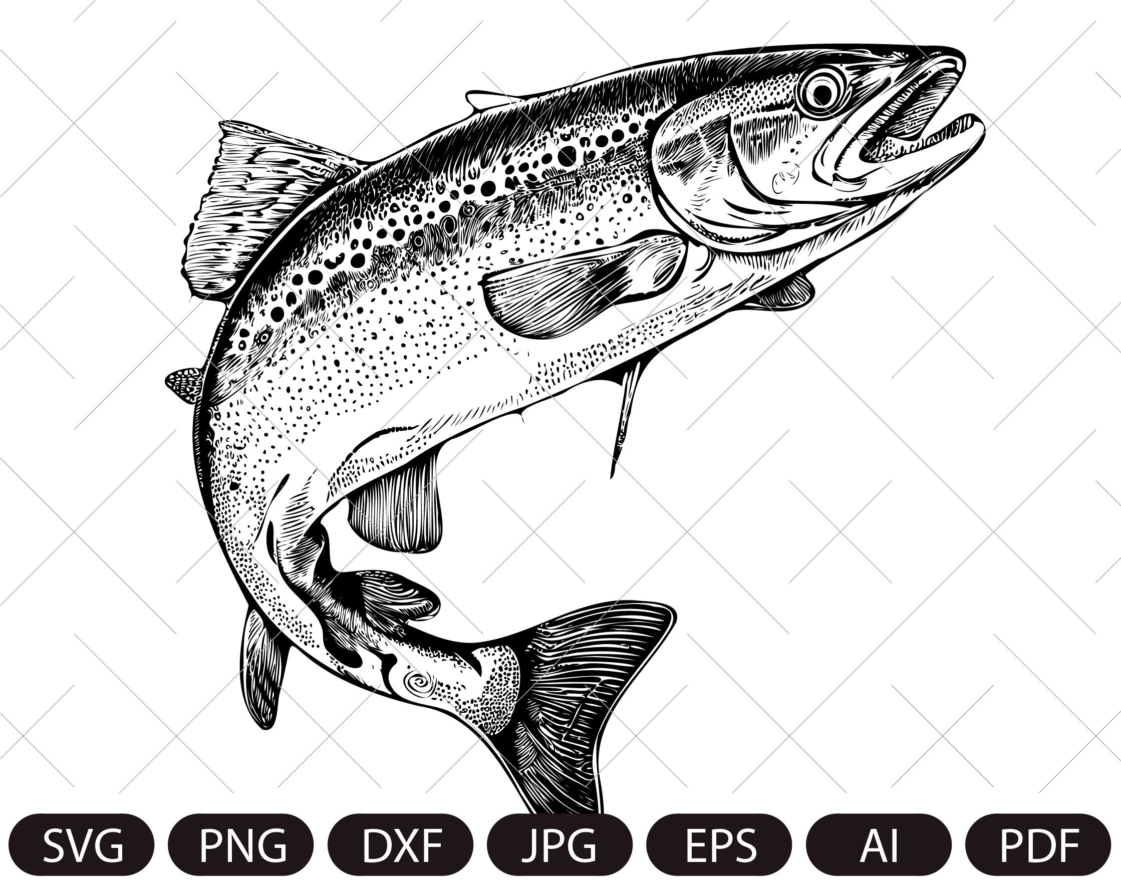 Trout Fish Svg Fish Svg Fishing Sea Trout Fishfishing Clip Etsy