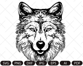Wolf Face SVG File , Wolf Head Svg , Wolf Svg, Wolf Clipart, Mountain Wolf Svg , Wolf Shirt , Wolf Svg Files for Cricut and Silhouette