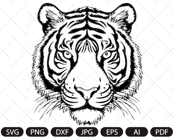 Tiger Head SVG , Tiger face svg, Wild Animal Face, Zoo Clipart, mascot logo Vector, DIGITAL  Download , t shirt stencil, printable