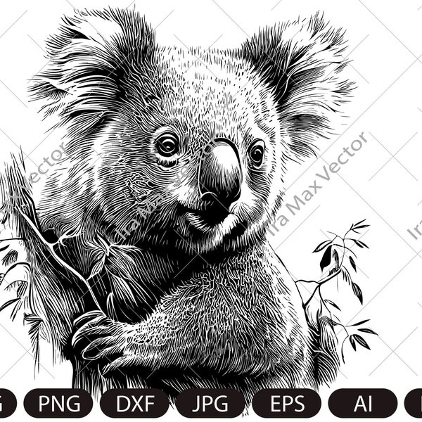 Koala svg file, Koala detailed file, Animal Face svg , Cute Koala svg, Koala Face svg, Animal svg file, Australia svg file, Aussie