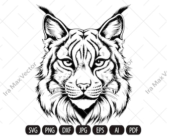 Lynx Svg, Lynx Clipart, Lynx Png, Lynx Head, Lynx Cut Files, Lynx Silhouette, Wild Cat Silhouette, Lynx printable