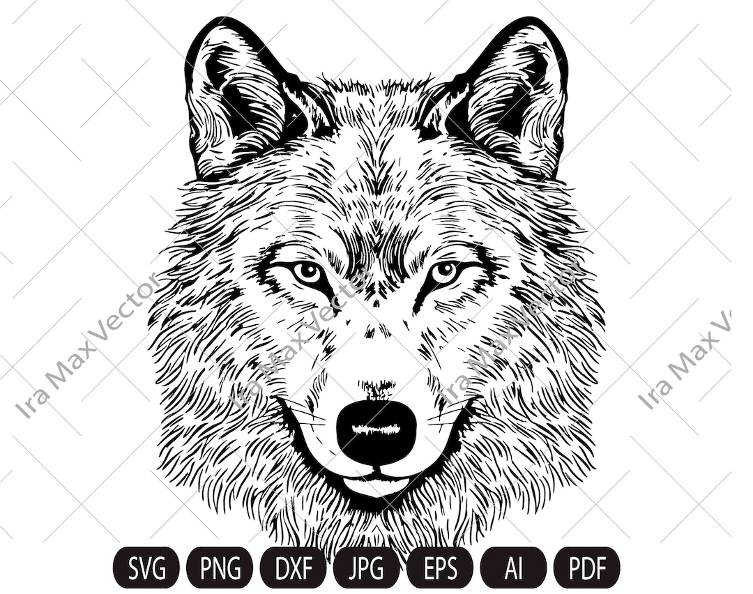 Wolf Face SVG File ,wolf Head Svg , Wolf Svg , Wolf Clipart , Mountain