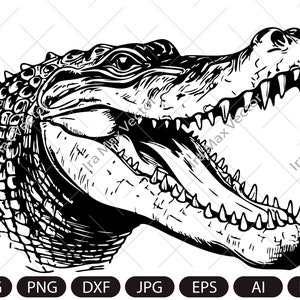Krokodil SVG, Alligator SVG, Krokodil Clipart, Krokodil detaliert, Krokodil Schnittdateien, Krokodilkopf svg, Krokodilgesicht svg