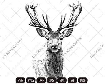 Deer Svg, Elk svg, Deer Head Svg, Deer face, Deer Hunting Svg , Hunting Svg Files, Animals Svg , Deer Silhouette , Deer Clipart, Deer Vector