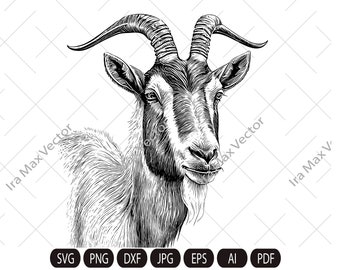 Goat Svg, Goat Face svg, Goat Clipart, Goat Png, Goat Head svg, Goat Silhouette, Farm Animals Silhouette