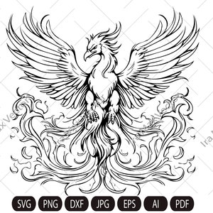 Phoenix Svg, Phoenix Clipart, Phoenix coloring page, Phoenix Wings Svg, Phoenix Cutfile, Phoenix Vector, Phoenix Bird Svg, Firebirds Svg