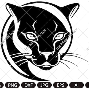 Panther Face SVG: Mascot Logo Vector Graphics (Instant Download)
