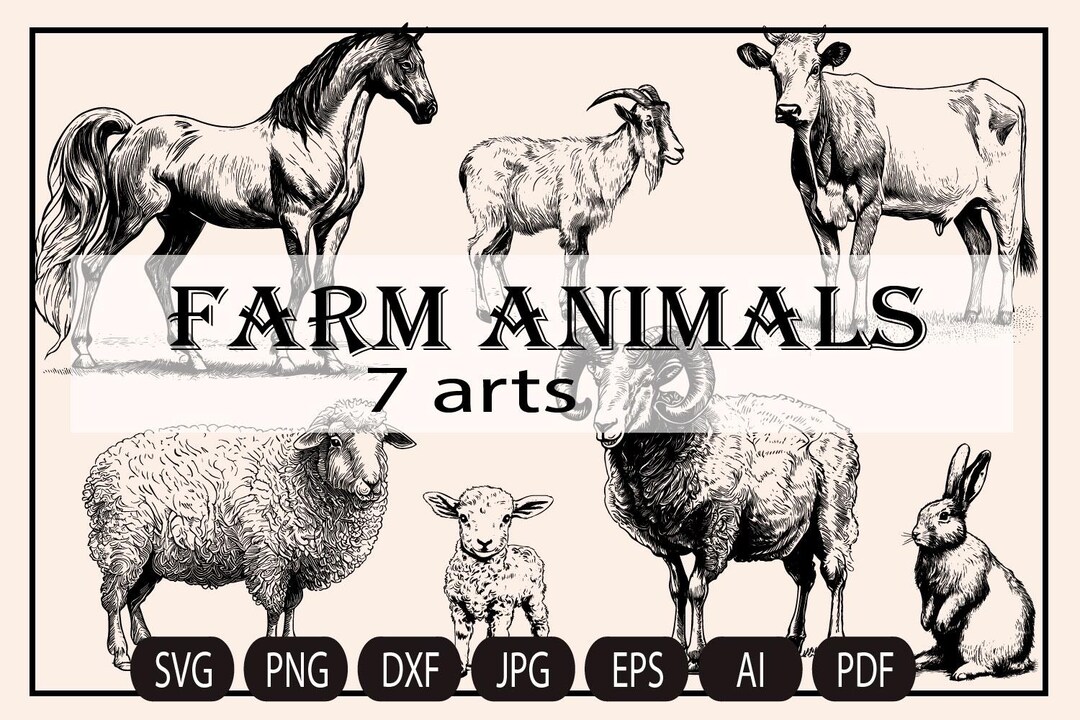 Farm Animals Svg, Sheep and Lamb Svg, Cow Svg, Goat Svg, Horse Svg,ram ...